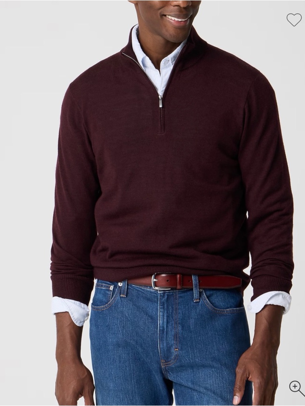 NWT! J Crew Factory - Merino Wool-Blend Quarter-Zip - Rust Grape - XXL